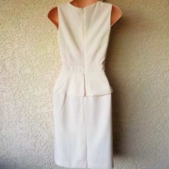 *Ivory Forever 21 Peplum Sheath Dress- Size M - Picture 4 of 6